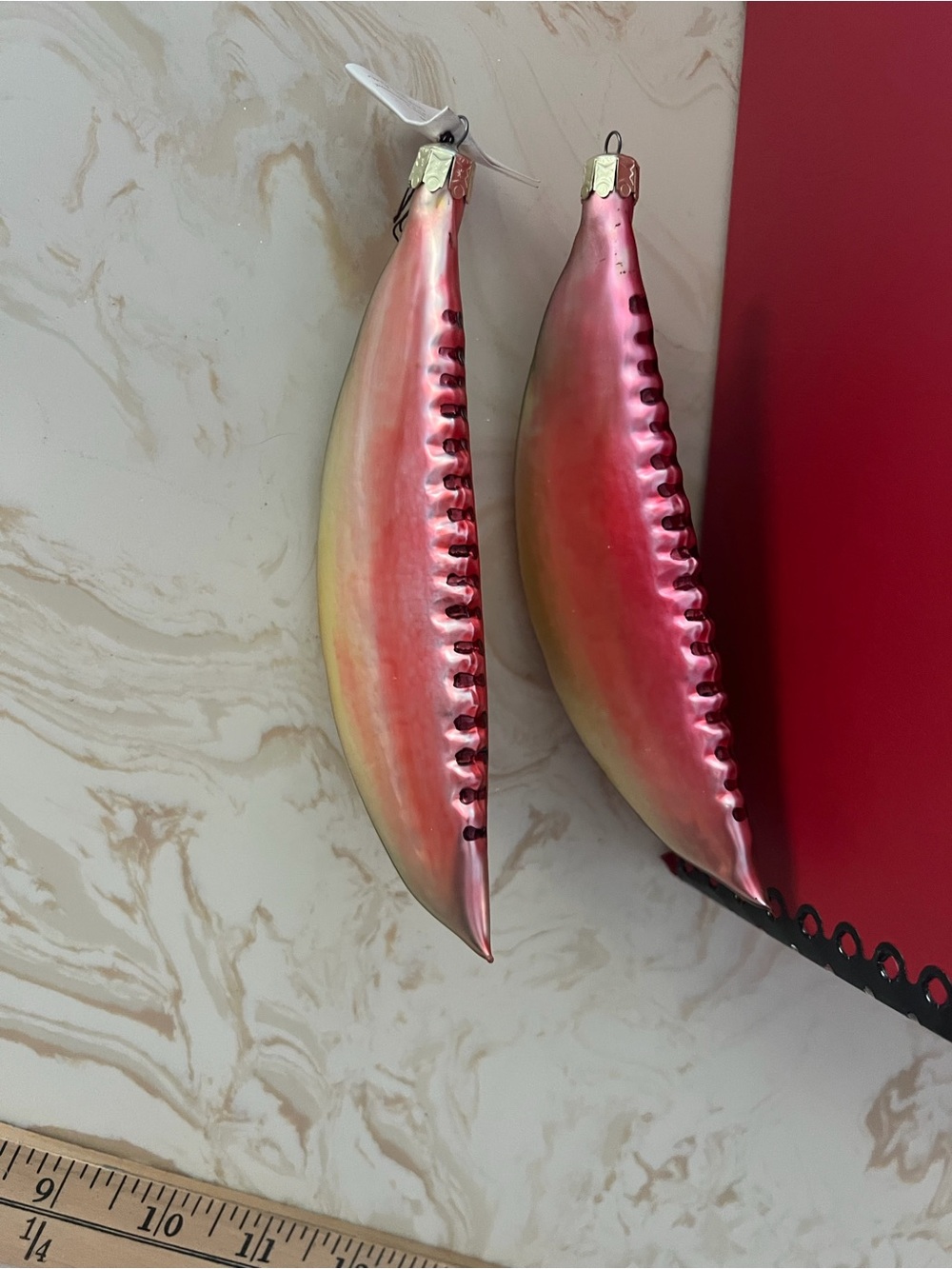 Christopher Radko Pink and Gold Blush melon  Holiday Ornaments (Pair)